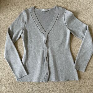 Milly Ribbed Twist Front V Neck Sweater